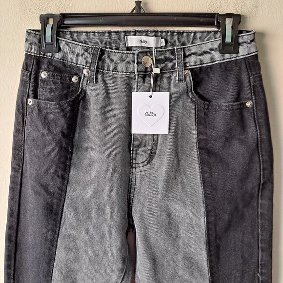 Adika Black & Gray Colorblock Cotton Straight Leg Jeans Pants Womens Size S(NWT) - Picture 7 of 16